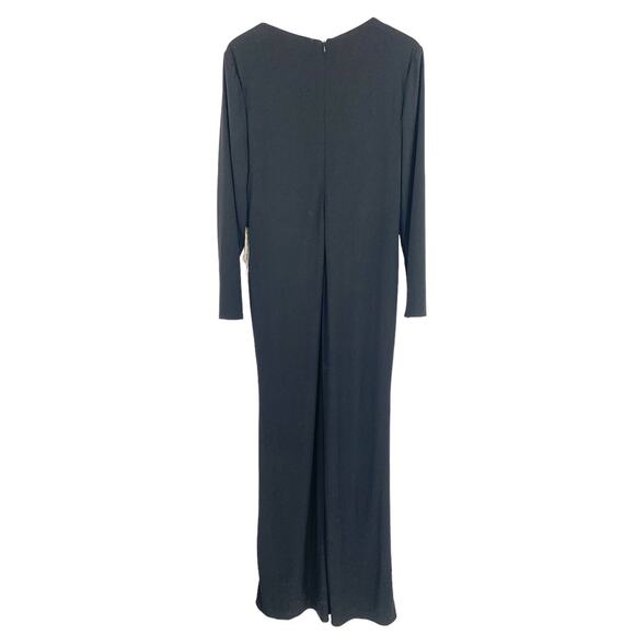 MAC DUGGAL Dress Size 10 Evening Gown Jersey Black Long Sleeve NEW V Neck - Picture 6 of 8